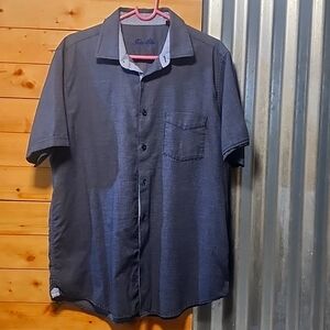 Tasso Elba Blue Stripe Button Down Shirt Size Large